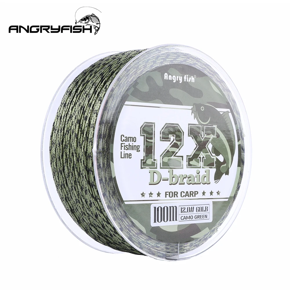 Angryfish Sedal de Carpa PE Doce hebras Trenza en D Camuflaje