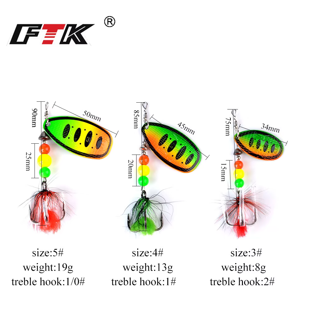 FTK Señuelo giratorio para lucio – Cuchara con anzuelos triples - imagen 3