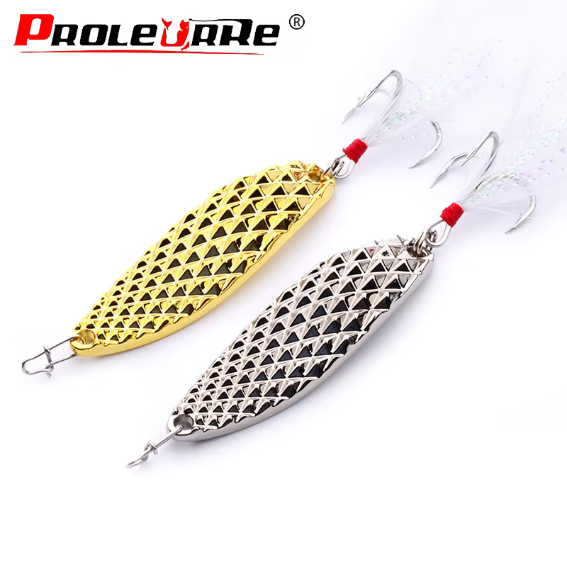 Cuchara giratoria para Trucha y Lucio – Anzuelo triple de plumas, 7-15g
