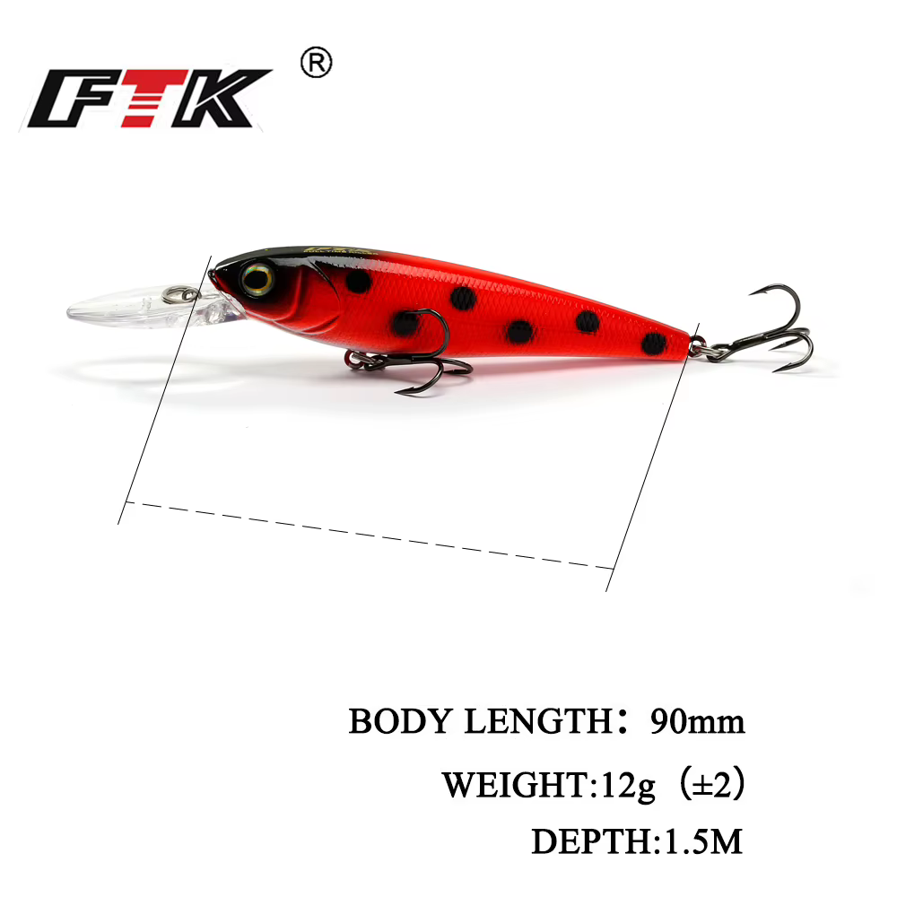FTK Señuelo Minnow duro para lubina y lucios – anzuelos triples - imagen 2