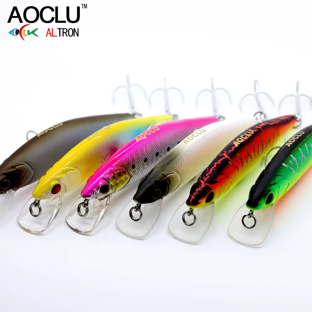 AOCLU Wobbler Jerkbait 95mm lubina flotante VMC gancho cuerpo plano - imagen 2