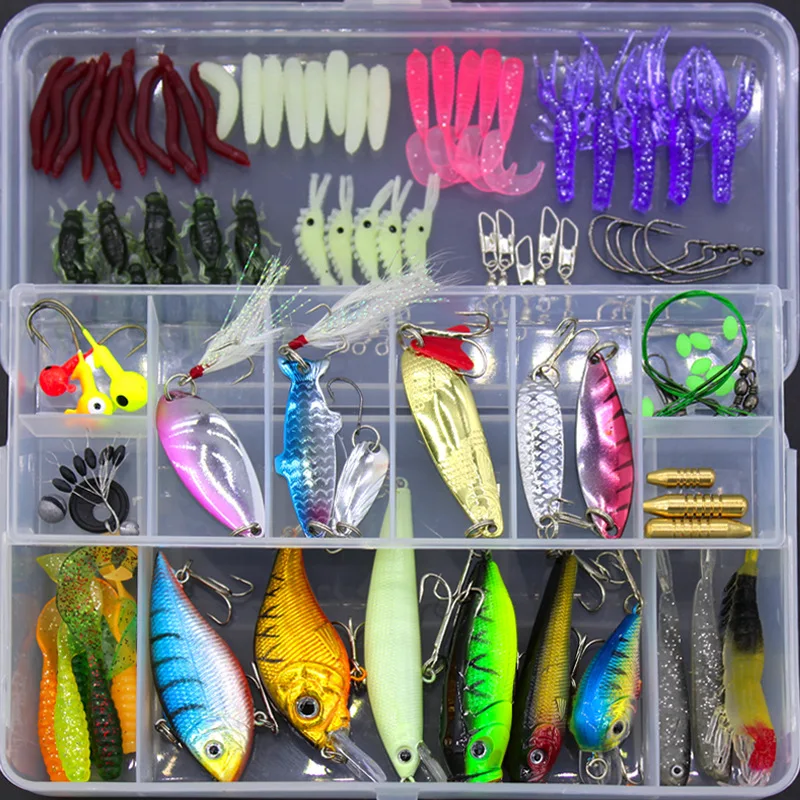 Kit de señuelos Criket VIB Minnow, Popper y Texas Rig con vinilos