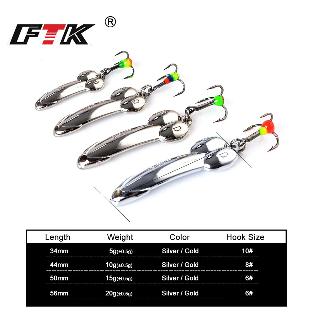 FTK Cuchara para pesca en hielo dorada y plateada con triple - imagen 5