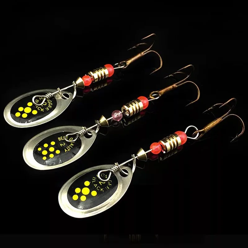 Wobbler Crankbait de metal con lentejuelas y anzuelo giratorio - imagen 3