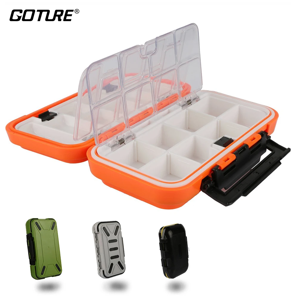 Caja de pesca impermeable doble cara para anzuelos, cebos y moscas