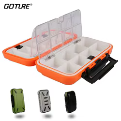 Caja de pesca impermeable doble cara para anzuelos, cebos y moscas