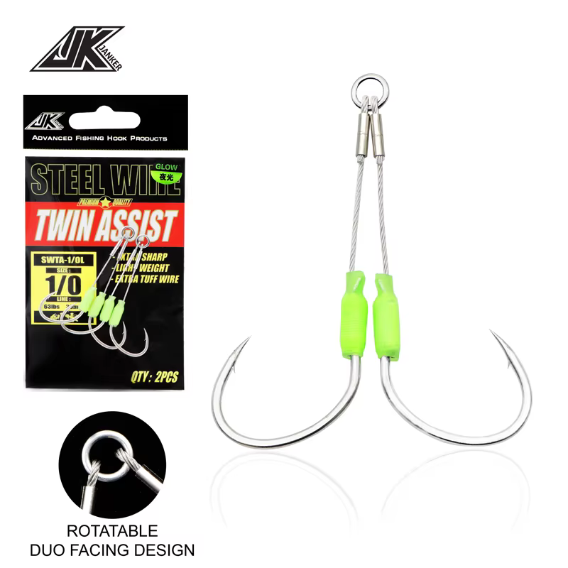 Anzuelo Doble Asistencia JK Luminoso – Acero 7x7 para pesca mar