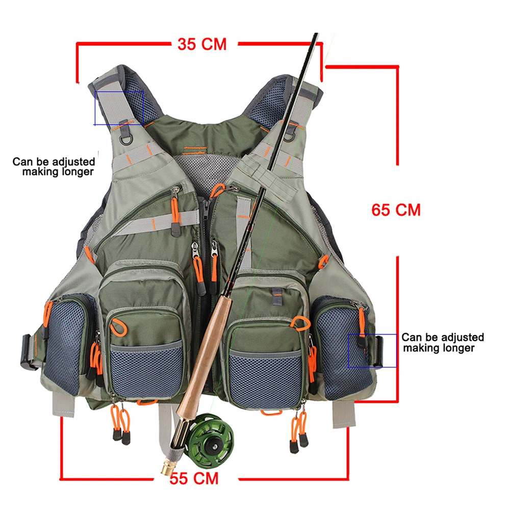 Chaleco de pesca con bolsillos y mesh – Talla ajustable
