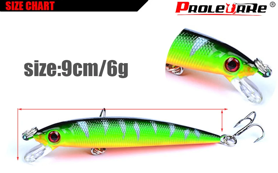 Señuelo Proleurre tipo minnow con ojos 3D y cuerpo realista