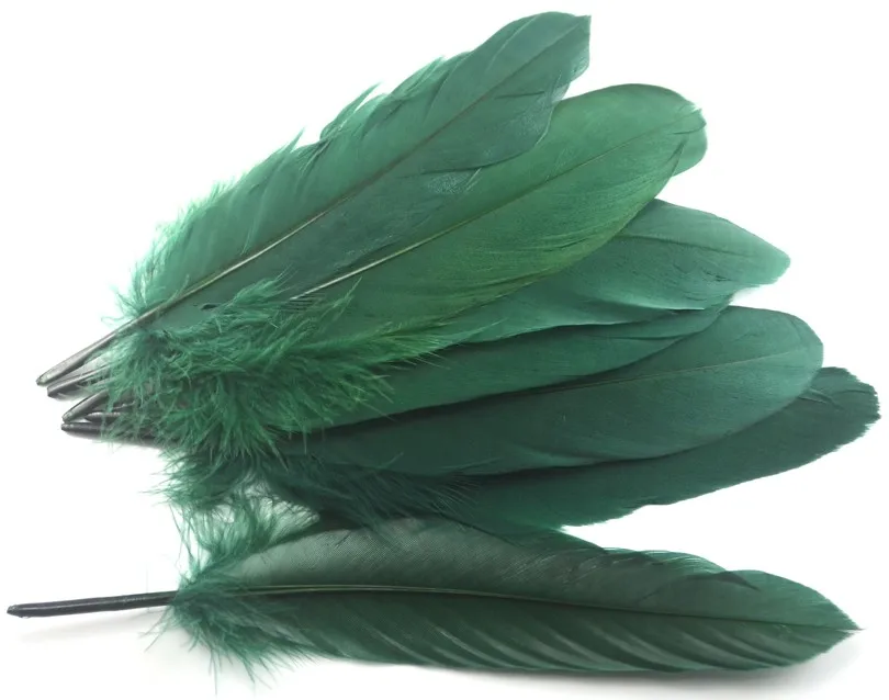 Plumas de ganso verde oscuro para atado de moscas