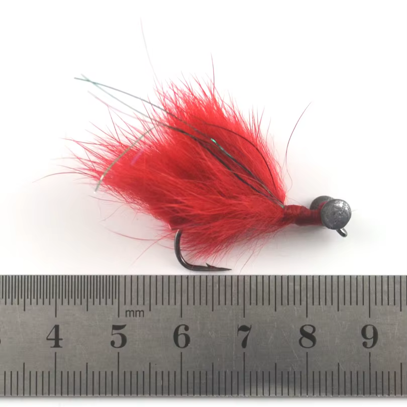 Anzuelos Jig Head Ninfa Princess Roja MNFT para Trucha