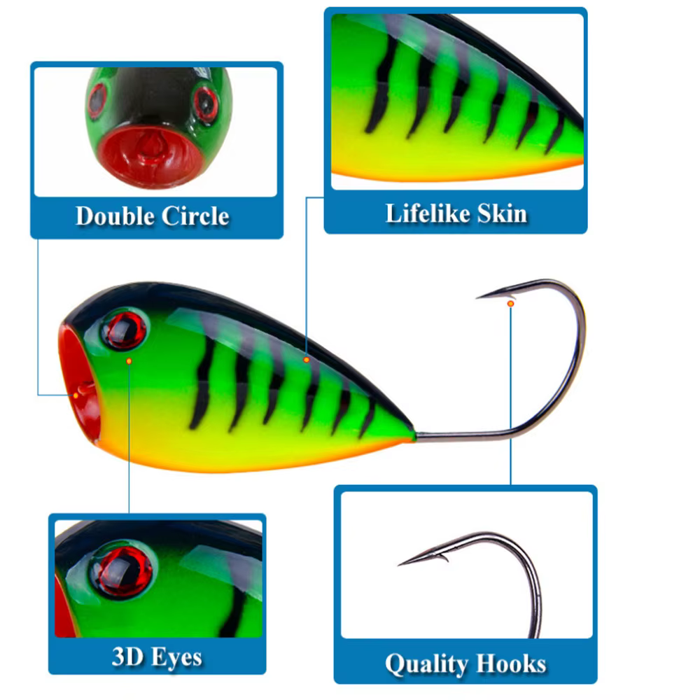 Señuelo Popper Flotante 80mm para Pesca de Superficie - imagen 3