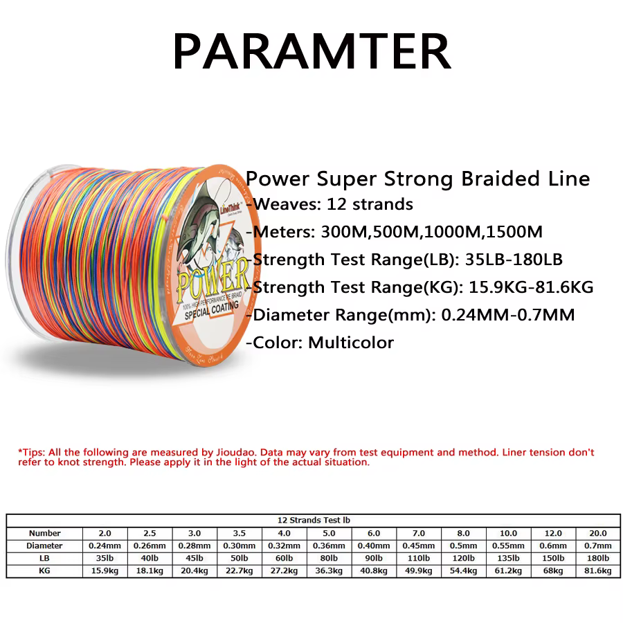 Línea trenzada japonesa 12 hebras Multicolor 35LB-180LB - imagen 3