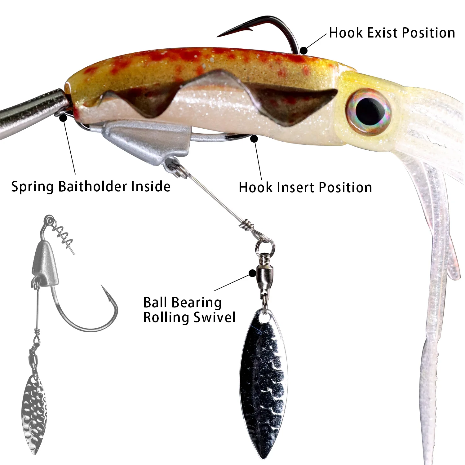 THKFISH Señuelo Calamar Luz Ojos3D Jig Pulpo Agua Salada - imagen 4