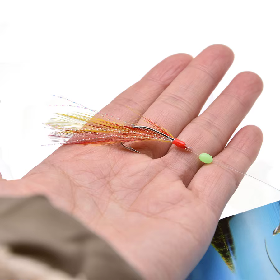 Anzuelos Sabiki JYJ HOOK con plumas roja y amarilla para sardinas - imagen 5