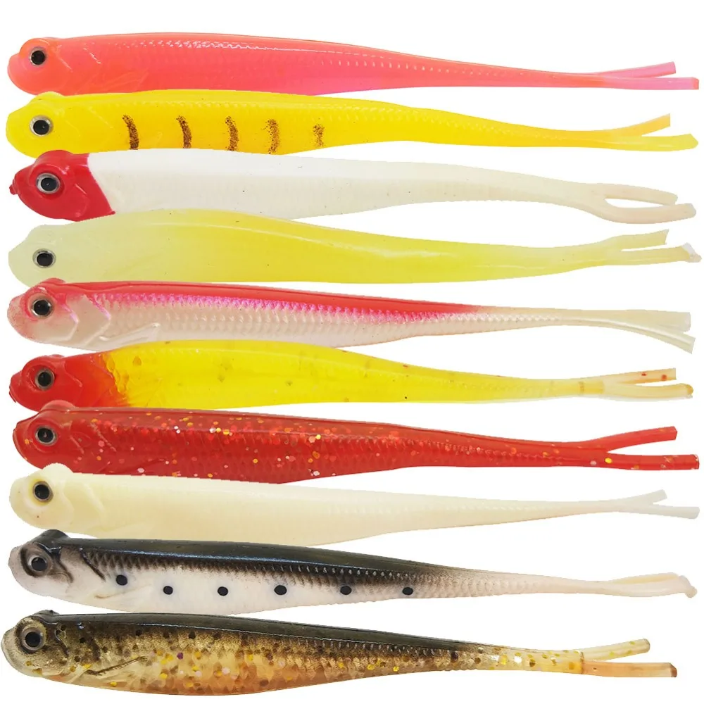 INFOF Minnow swimbait señuelo suave – cebo de silicona Shad para trucha - imagen 5
