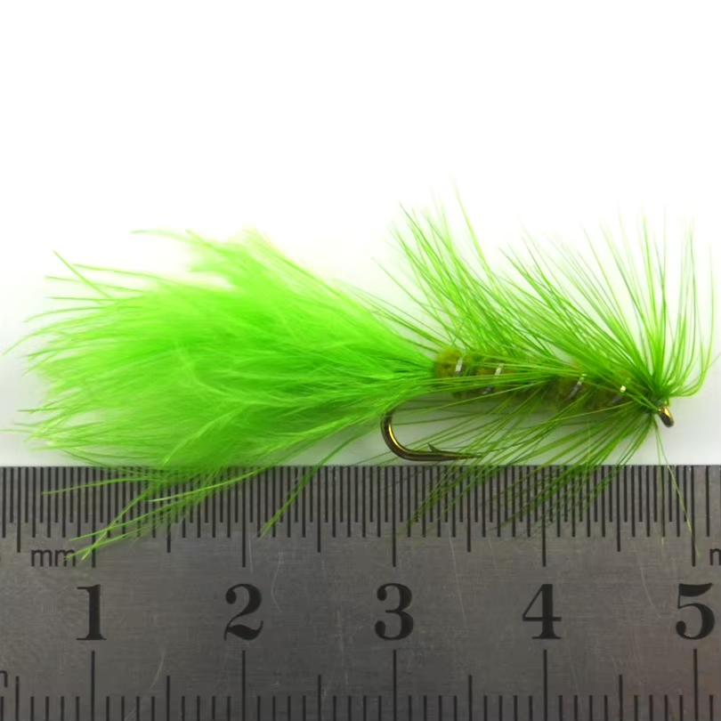 Bugger de lana MNFT oliva para trucha – Cuerpo largo para mosca - imagen 3