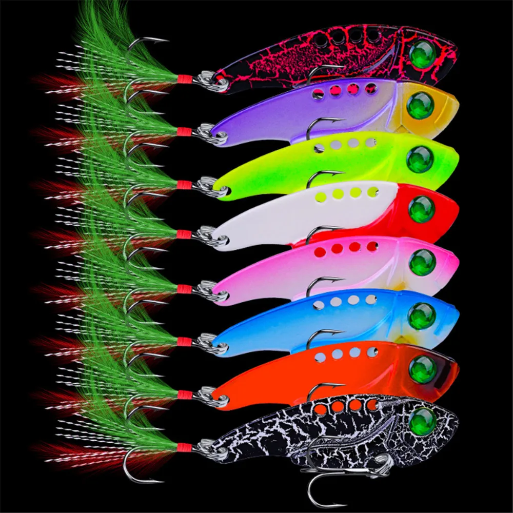 VIB Metal Crankbait Señuelo vibratorio con pluma para depredadores - imagen 5