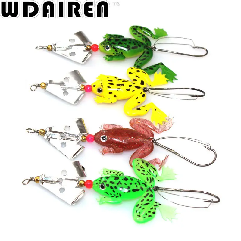 Cebo blando de rana de goma con ojos 3D