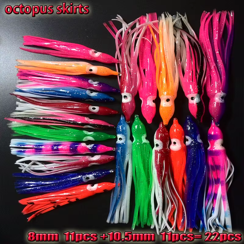 Pulpo artificial con falda multicolor para pesca deportiva
