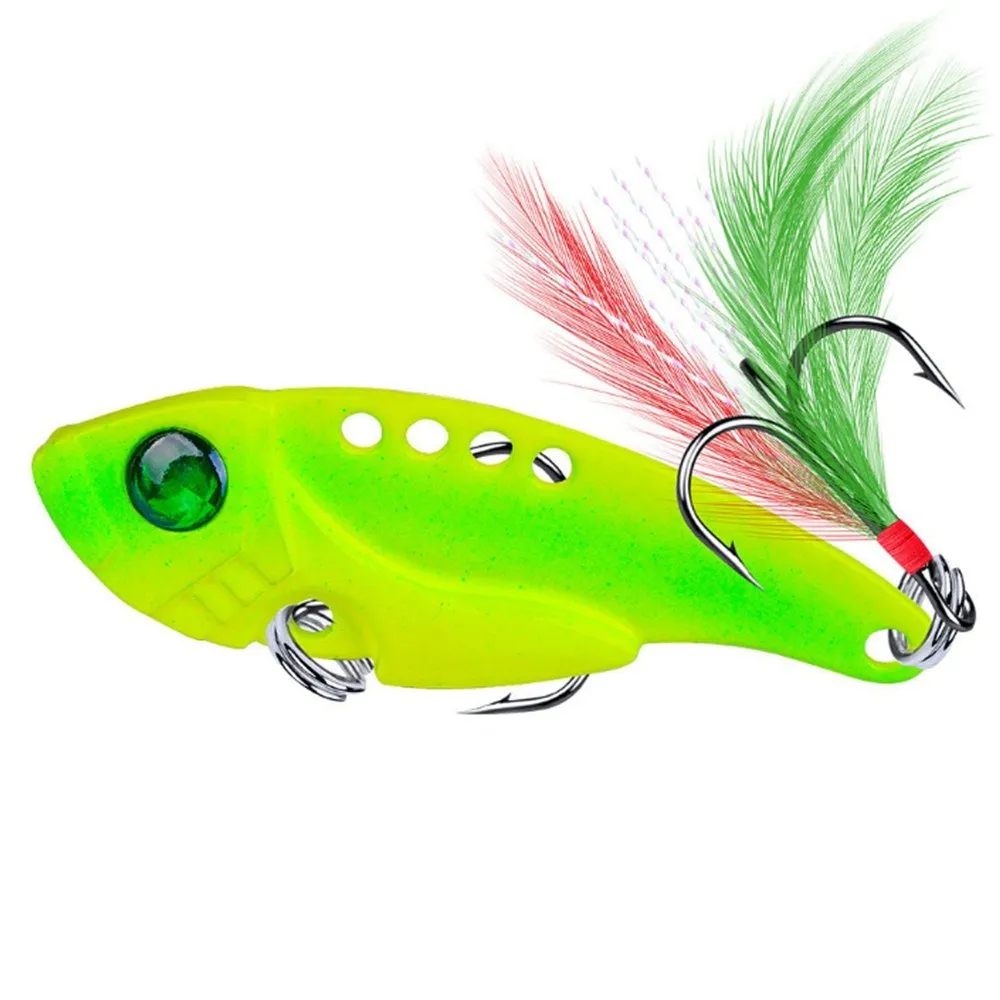 VIB Metal Crankbait Señuelo vibratorio con pluma para depredadores