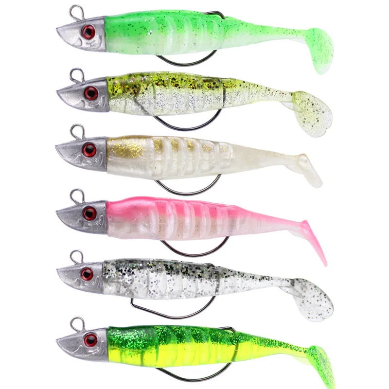 Jig head para vinilo con anzuelo y swimbait para pesca en mar - imagen 3