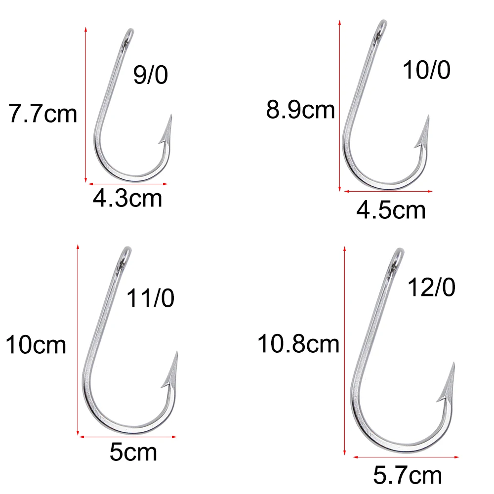 Anzuelos Shark 7732 de acero inoxidable – Tallas 4/0 a 12/0