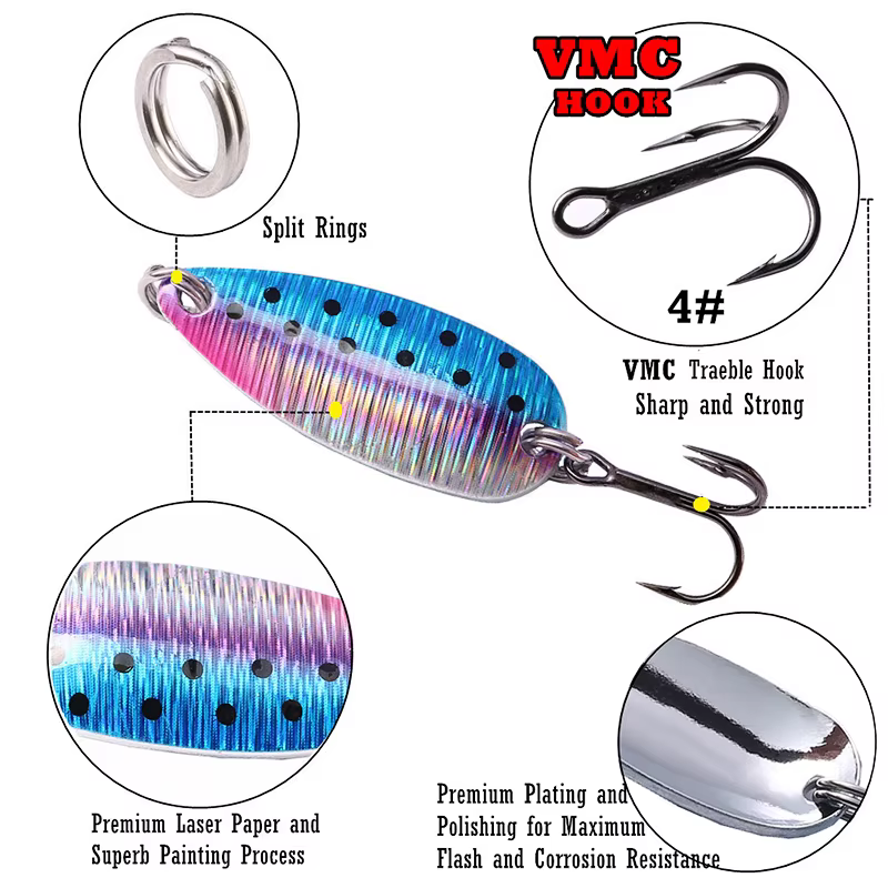 Cuchara Giratoria SUNMILE con anzuelo VMC ultraligero para trucha - imagen 2