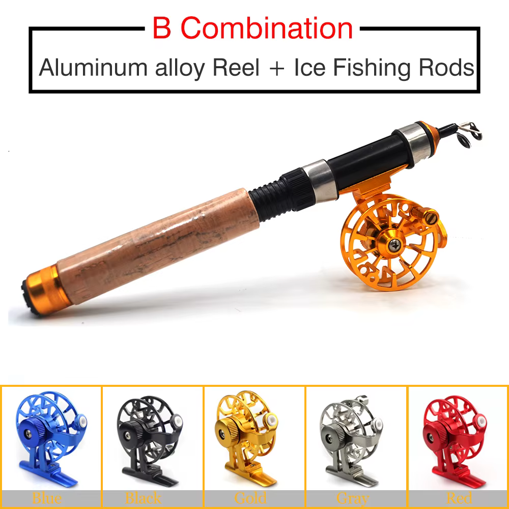 MNFT Cana de pescar telescopica para hielo con carrete - Set - imagen 5