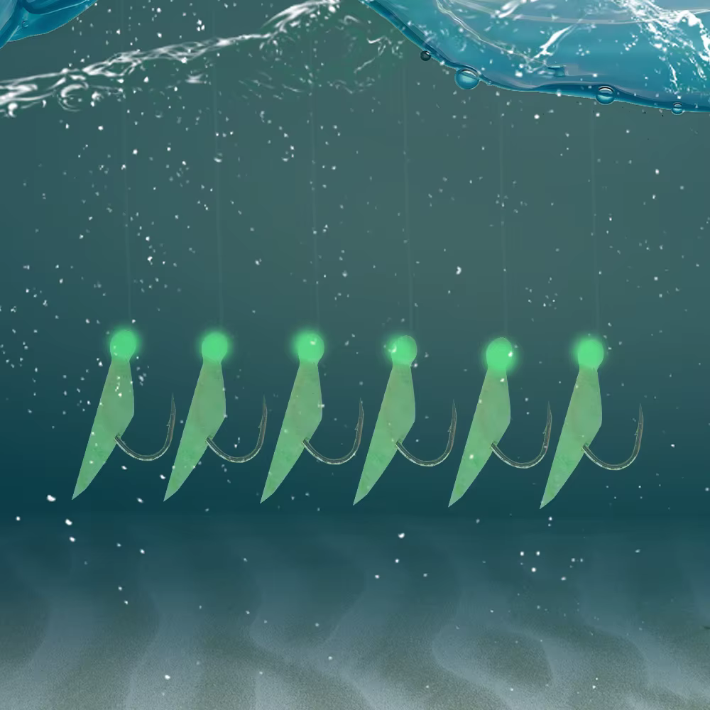Aparejos de pesca con piel de pescado y cuentas luminosas - imagen 2