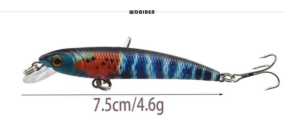 Señuelo minnow WDAIREN con acabado realista y ojo 3D
