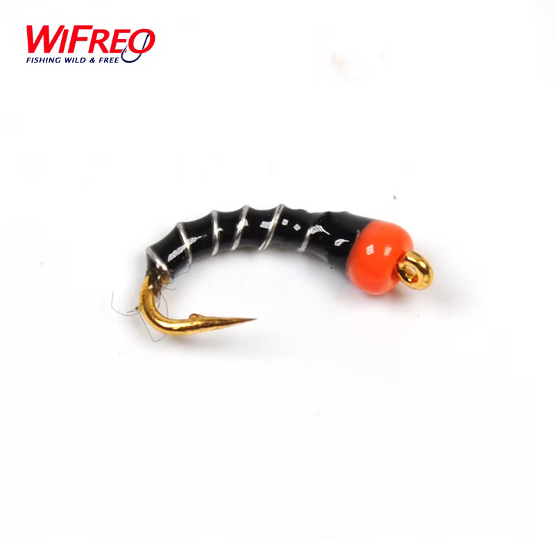 Wifreo Anzuelos dorados para mosca ninfa con cabeza de cuentas - imagen 5