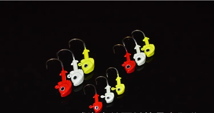 Anzuelos cabeza de pez en rojo y amarillo