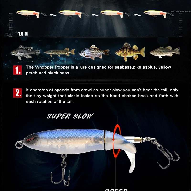 Allblue Whopper Popper – Señuelo popper con cola giratoria - imagen 4