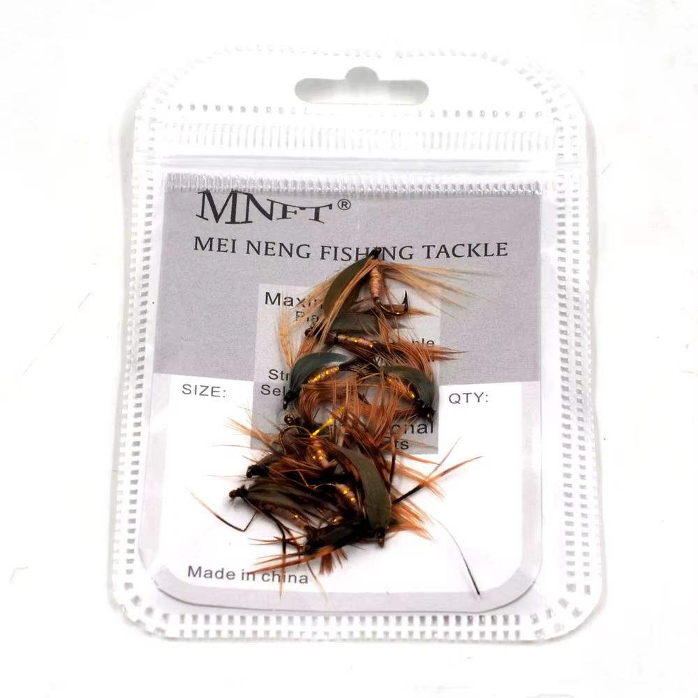 MNFT Mosca seca dorada con cuerpo cebra – Señuelos de pesca - imagen 4