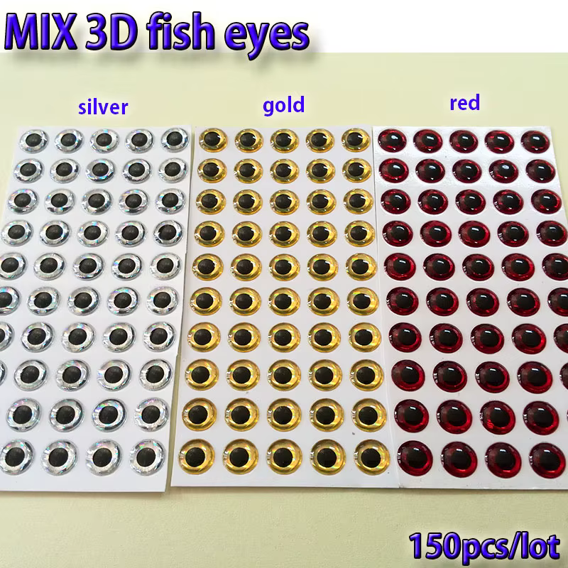 Ojos adhesivos para moscas – Multicolor plata/oro/rojo