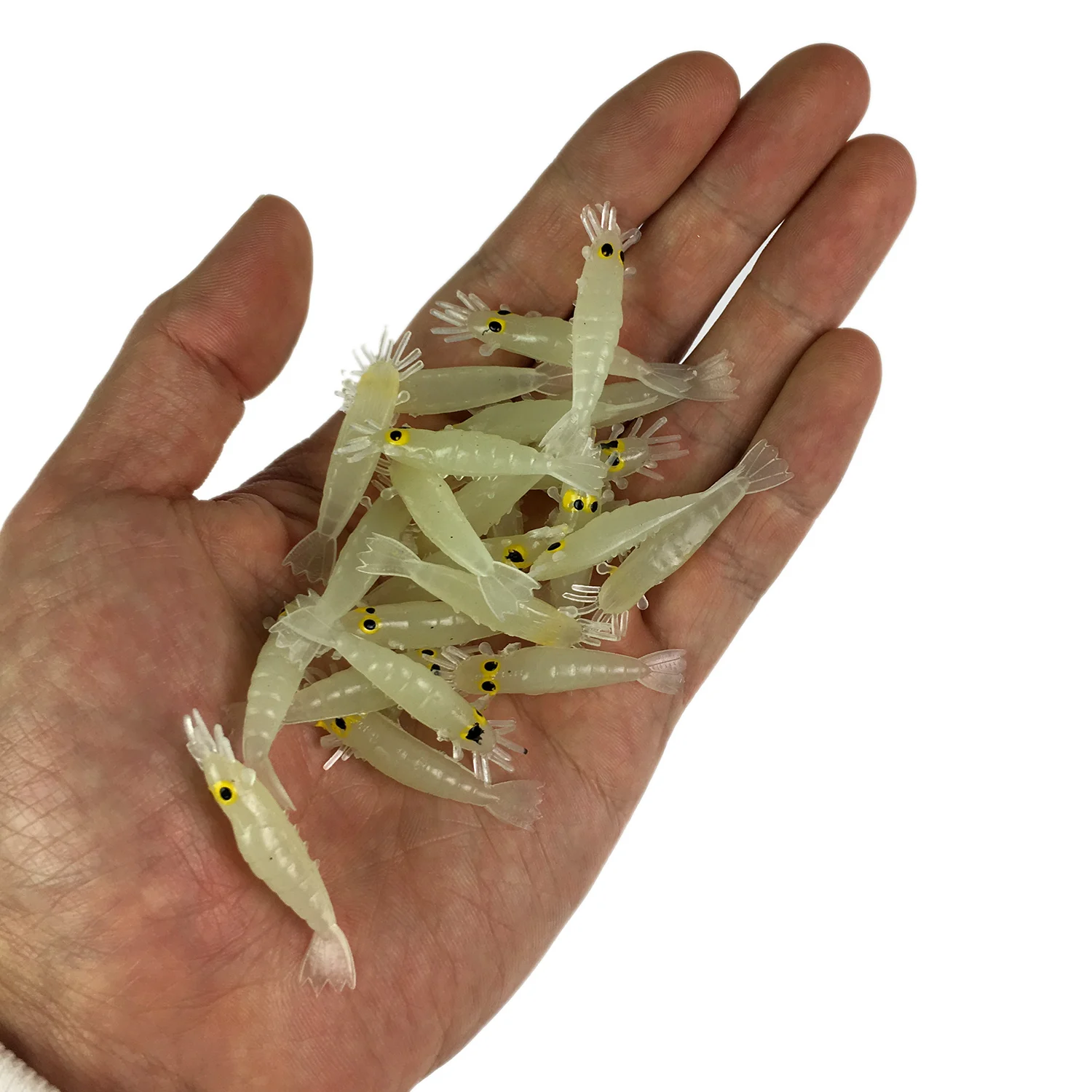 Pack de 54 señuelos suaves luminiscentes Glow Shrimp para pesca