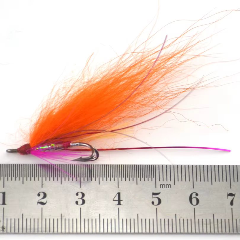 Streamer Flashabou MNFT rojo arcoíris doble gancho para trucha - imagen 4