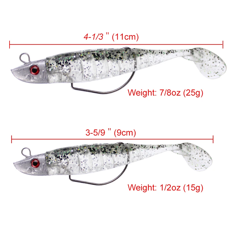 Jig head para vinilo con anzuelo y swimbait para pesca en mar - imagen 4