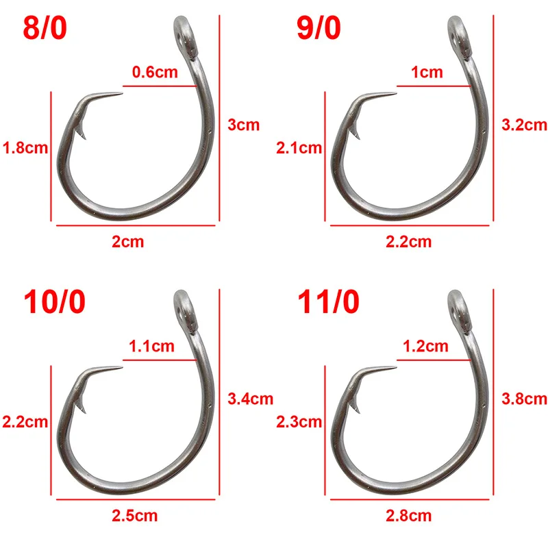 Circle Hook 39960 – Acero inoxidable para atún blanco 8/0-14/0