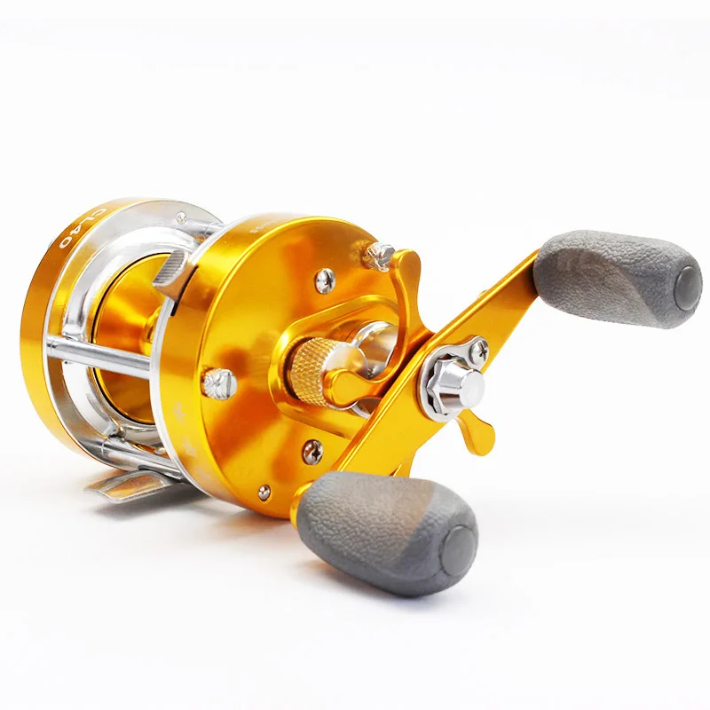 Carrete de baitcasting con doble freno y pomo intercambiable