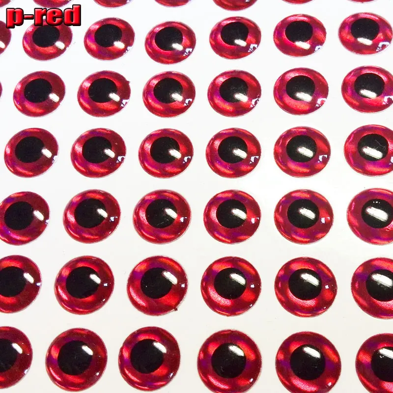 Ojos artificiales 3D rojos para señuelos de pesca, pack de 1000 unidades