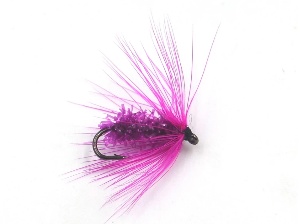 Moscas de pesca MNFT púrpura tipo caterpillar