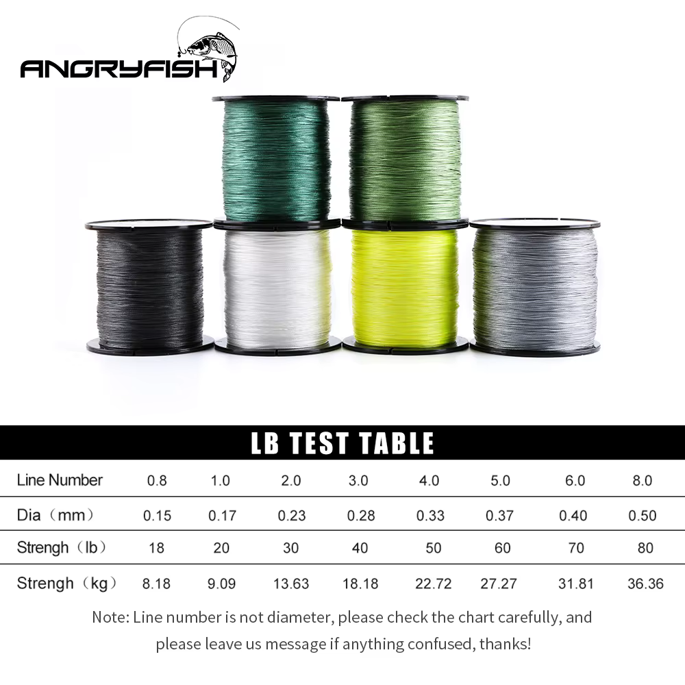 Angryfish Línea de Pesca Trenzada 8X PE – Super resistente 8 colores - imagen 5