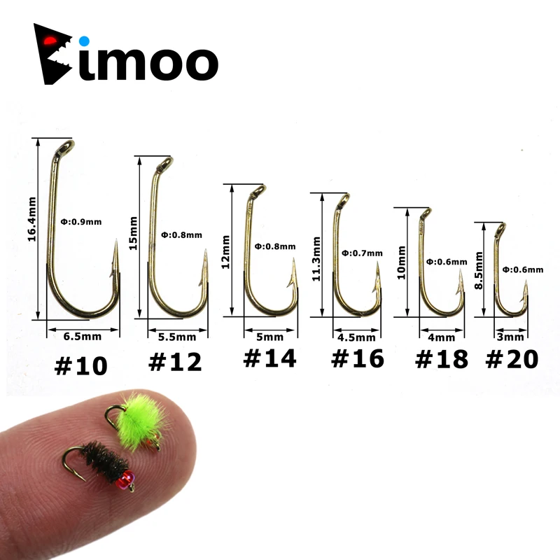 Bimoo Anzuelos Ninfa – Bronce forte y afilado para mosca húmeda