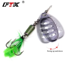 FTK Cuchara Giratoria con plumas y anzuelos triples Lubina y Lucio