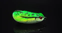 Señuelo rana de un solo gancho - hierba, cabeza serpiente negra 50mm