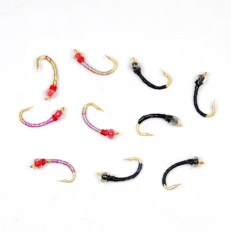 Bimoo Midge Beadhead #14 – Ninfa roja y negra para trucha - imagen 4