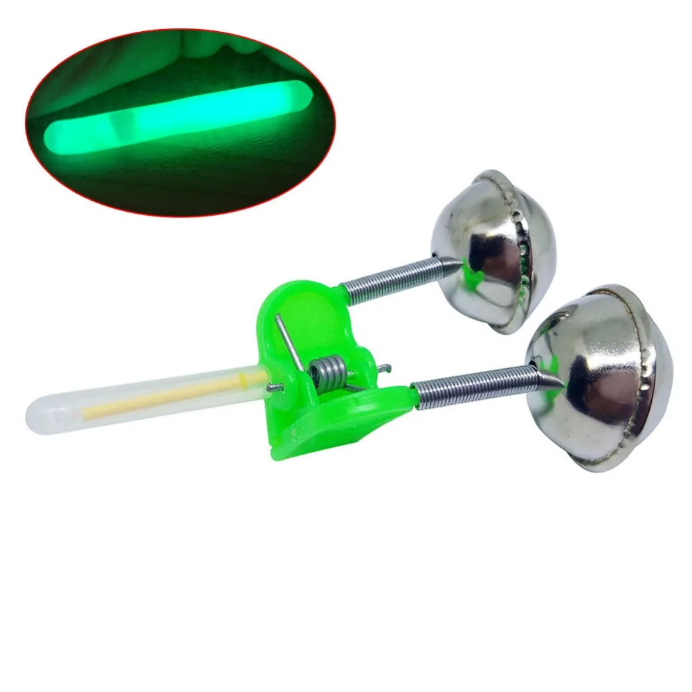 Alarma de picadas doble campana con clip y luz LED para pesca - imagen 4