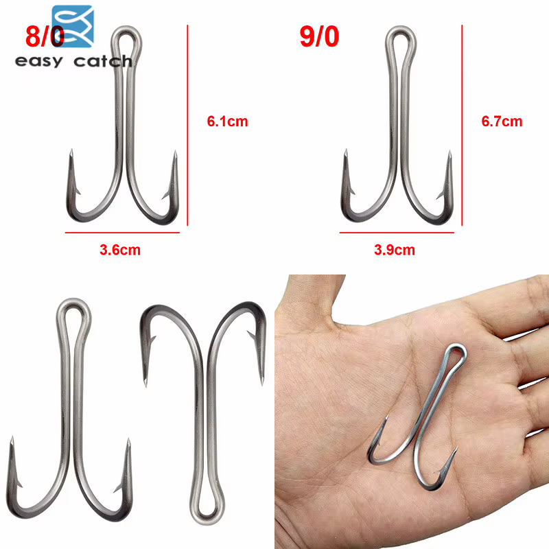 Anzuelos dobles de acero inoxidable afilados para pesca profesional - imagen 4